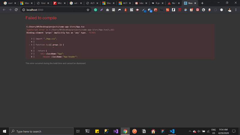 Create React App Typescript Errors